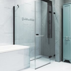 LUX RECTAN GK-003V1P-2522 черный матовый стекло выбеленное правое открывание двери