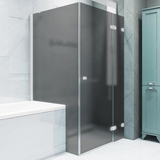 LUX RECTAN GK-003V1P-2522 белый матовый стекло графитовое матовое правое открывание двери