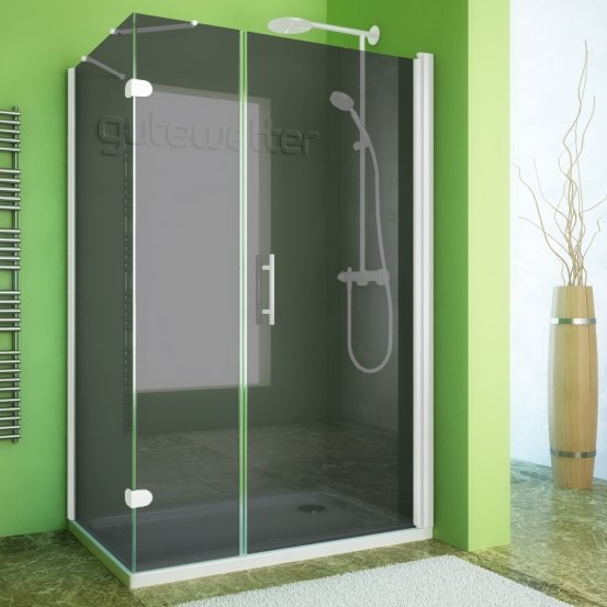 LUX SQUARE GK-103A-CH02 белый матовый стекло графитовое правое открывание двери