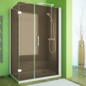 LUX SQUARE GK-103A-CH02 белый матовый стекло бронзовое правое открывание двери