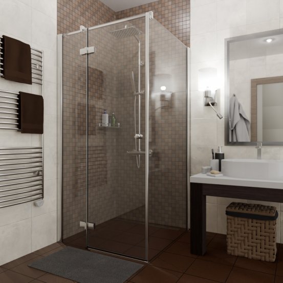 Инфографика 6 Q35 хром блестящий стекло бесцветное левое открывание двери