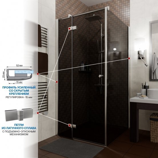 Инфографика 3 Q35 хром блестящий стекло графитовое левое открывание двери