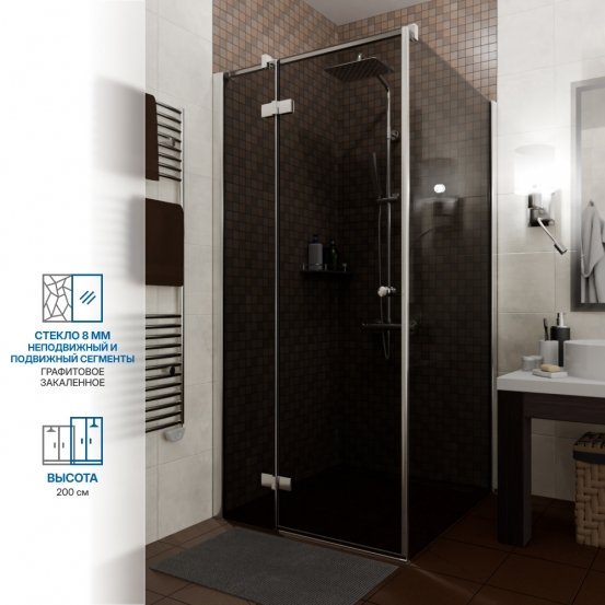 Инфографика 1 Q35 хром блестящий стекло графитовое левое открывание двери