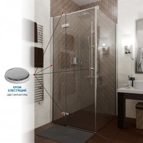 Инфографика 4 Q35 хром блестящий стекло бесцветное левое открывание двери