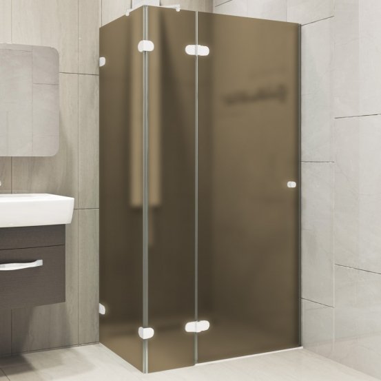 LUX SQUARE GK-883PGS-2522 белый матовый стекло бронзовое матовое левое открывание двери