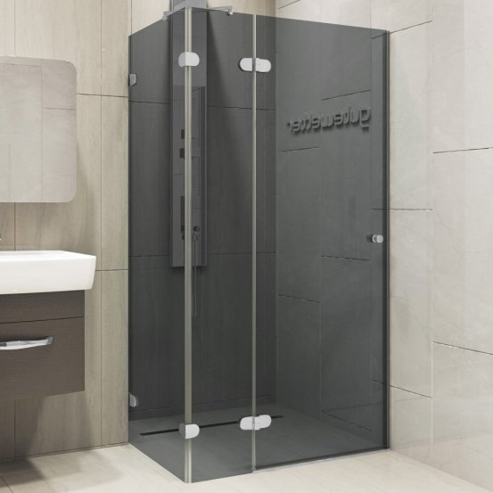 LUX SQUARE GK-883PGS-2522 хром матовый стекло графитовое левое открывание двери