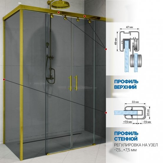 Инфографика 4 SLIDE RECTAN GK-865 золотой металлик стекло  графитовое