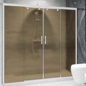SLIDE DOOR GK-864 белый матовый стекло бронзовое матовое