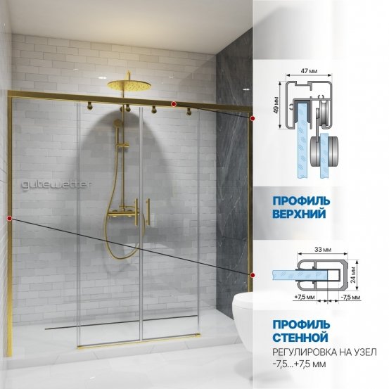 Инфографика 4 SLIDE DOOR GK-864 золотой металлик стекло бесцветное