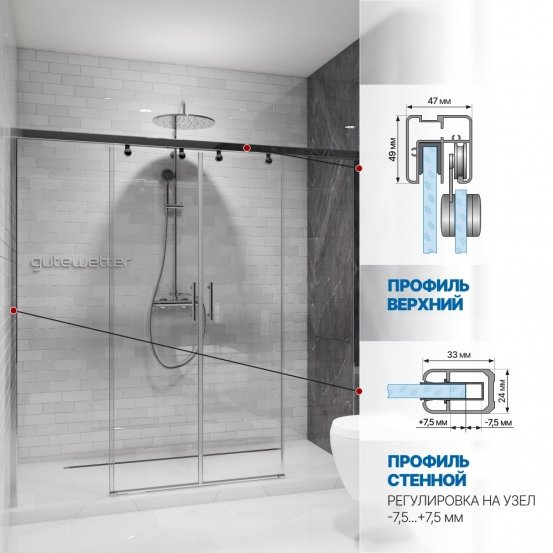 Инфографика 4 SLIDE DOOR GK-864 хром блестящий стекло  выбеленное