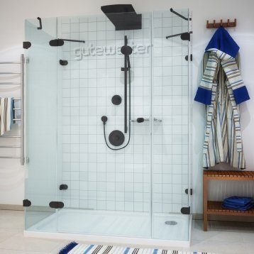 LUX RECTAN GK-005A черный матовый стекло выбеленное левое открывание двери