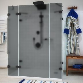LUX RECTAN GK-005A черный матовый стекло графитовое матовое левое открывание двери