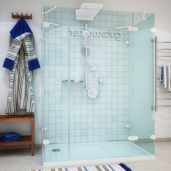 LUX RECTAN GK-005A белый матовый стекло бесцветное правое открывание двери