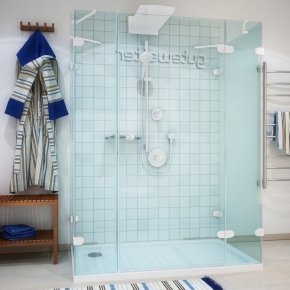 LUX RECTAN GK-005A белый матовый стекло бесцветное правое открывание двери