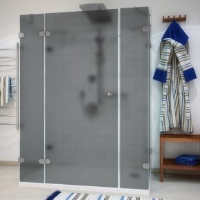 LUX RECTAN GK-005A хром матовый стекло графитовое матовое левое открывание двери