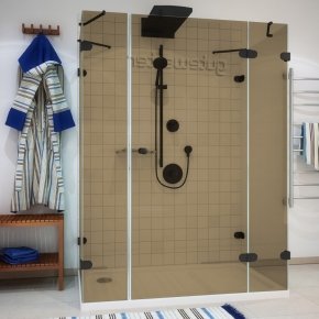 LUX RECTAN GK-005A черный матовый стекло бронзовое правое открывание двери