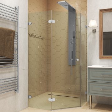 LUX FESTT GK-001-2522T хром матовый стекло бесцветное левое открывание двери