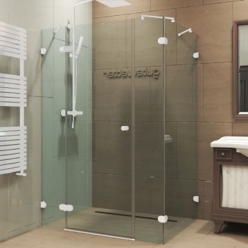LUX RECTAN GK-004B1 белый матовый стекло бесцветное левое открывание двери