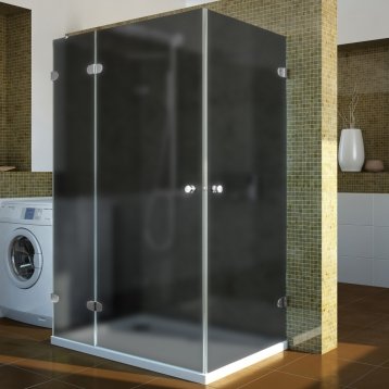 LUX RECTAN GK-004B4 хром матовый стекло графитовое матовое левое открывание двери