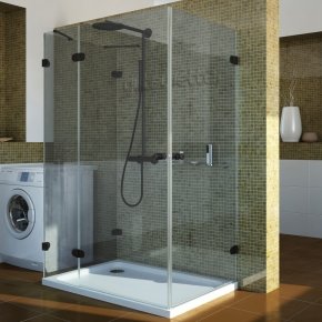 LUX RECTAN GK-004B4 черный матовый стекло выбеленное левое открывание двери