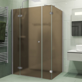 LUX RECTAN GK-104B1 хром матовый стекло бронзовое матовое левое открывание двери