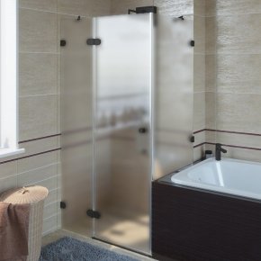 LUX SQUARE GK-003V черный матовый стекло матовое левое открывание двери