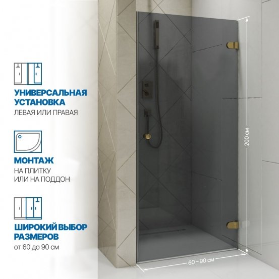 Инфографика 2 LUX DOOR GK-001 золотой гальванический стекло графитовое толщина 0_8 правое открывание двери