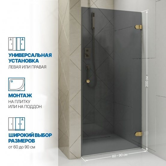 Инфографика 2 LUX DOOR GK-001 золотой металлик стекло графитовое толщина 0_8 правое открывание двери