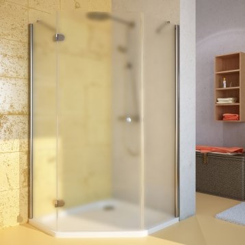 LUX FESTT GK-101 хром блестящий стекло матовое левое открывание двери