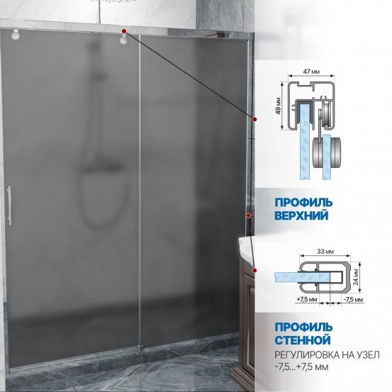 Инфографика 4 SLIDE DOOR GK-862 хром блестящий стекло  графитовое матовое