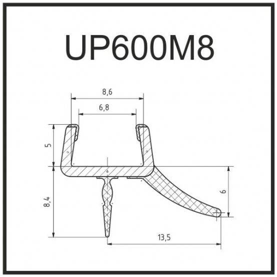Уплотнитель для душевых ограждений UP600-M8