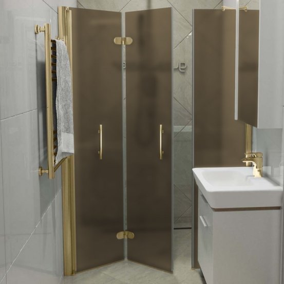 LUX DOOR GK-103C-CH02 золотой металлик стекло бронзовое матовое левое открывание двери