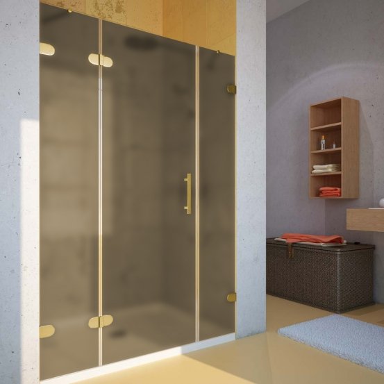 LUX DOOR GK-003-CH02 золотой металлик стекло бронзовое матовое левое открывание двери
